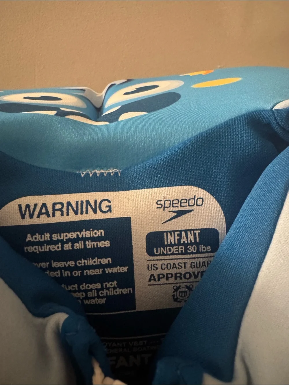 Speedo Blue Infant Monster Float Vest with Yellow Accents